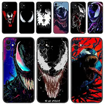 Marvel Venom luxus fekete telefontok Apple IPhone 13 12 11 14 15 Pro Max Mini SE XR X XS Max 6S 8 7 plus TPU szilikon tok