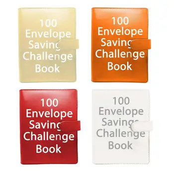 Megtakarítási kihívások Könyv borítékkal PU bőr költségvetési iratrendező 100 boríték hordozható A5 pénztakarékos iratrendező készpénzes költségvetéshez