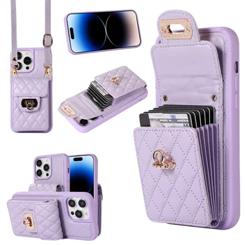 Minimalista orgonakártya táska pénztárca bőrtok iPhone 15 Pro Max 6G 7 8 XR XS Max 11 12 13 Pro 14 Plus stílusos crossbody tok