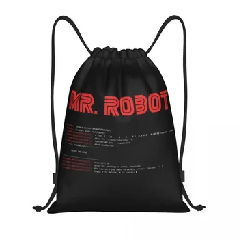 Mr Robot Crazy húzózsinóros hátizsák Sport tornatáska férfiaknak Női Arch Linux programozó bevásárló zsák