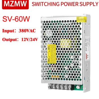 MZMW SV-60 kapcsolóüzemű tápegység 60W háromfázisú bemeneti feszültség 380VAC AC - DC 12V 5A 24V 2.5A Egy kimenet SMPS
