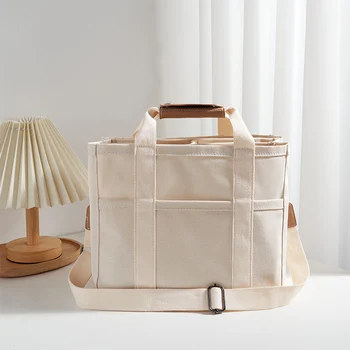 Nagy kapacitású vászon Eco táskák munkához ingázás hordtáska Főiskolai stílusú diákfelszerelés Könyv Váll keresztvázas táska táska