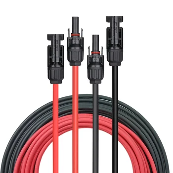  Napelem hosszabbító kábel kábel Vezeték fekete + piros 12AWG (4mm²) anya és férfi szolár csatlakozóval Napelem hosszabbító kábel Wir