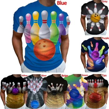 New Fashion 3D Bowling Print alkalmi laza menő póló férfi személyre szabott vicces póló felsők