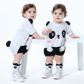 Nyár Újszülött Kisfiú lány Bodysuit ruhák Baby Rompers Aranyos panda Toddler Jumpsuit Játékruha Csecsemő ruhák Onesie