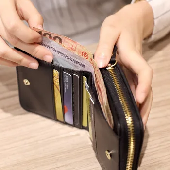 Női rövid pénztárcák PU bőr női kockás pénztárcák Nubuk kártyatartó pénztárca Divat nő kis cipzáras pénztárca érme pénztárcával