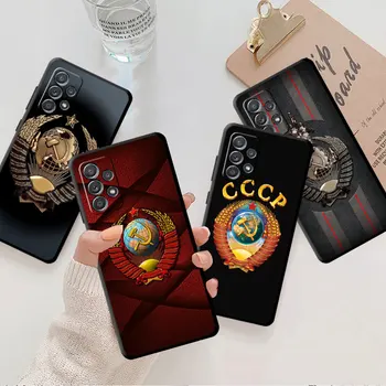 Orosz SzovjetUnio jelvényes telefontok Samsung Galaxy A03 Core A04s A30s A02s A50 A10s M52 A04 A02 M31 szilikon fekete borítóhoz