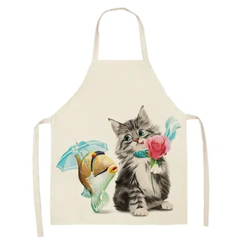 Otthoni főzés Pékség Szülő-gyermek Ágynemű tisztítás Lerakódásgátló kiegészítők Vállpántos Geometriai Aranyos macska minta Kötény Konyhai szakács