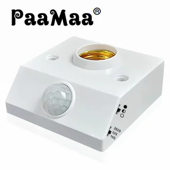 PaaMaa E27 LED 220V 110V interfész PIR mozgásérzékelő kapcsoló Emberi test érzékelő lámpatartó otthoni világításhoz folyosó lépcső szoba