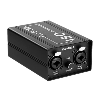 Pro G202 zajszűrő Kétcsatornás 6.5 XLR audio leválasztó Áram hangzajkeverő mikrofon Közös földelő