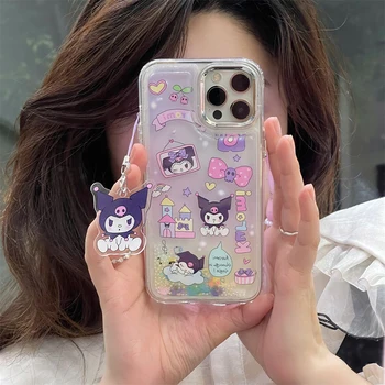 Rajzfilm Aranyos Sanrio Hello Kitty Kuromi Cinnamoroll Melody Phone Case öltöny Iphone14Promax 14Pro 14 13 12 11 Kawaii ajándéktok