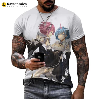 Re Zero 3d nyomtatott póló Gyerekek fiúk lányok Anime Rem és Ram Cosplay póló divat Harajuku anime póló póló márka ruhák 6XL
