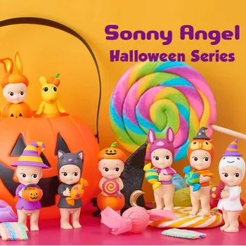 Sonny Angel Halloween sorozat Vak doboz Aranyos baba meglepetés doboz Mini figura Íróasztal dekorációs díszek Lányok ajándék modell Aranyos játék