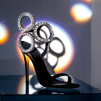 Strassz Szandál Női tűsarkú cipő Női Divatruha Cipő Női nyitott orrú Sandalias Női sandalias de las mujeres