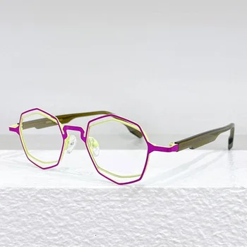 Szabálytalan ötvözött szemüvegkeret nőknek és férfiaknak Szemüvegek vényköteles optikai rövidlátáshoz, luxusmárka, új divat, személyes