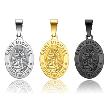 SZENT MIHÁLY VÉDJEN MINKET Rozsdamentes acél Saint Michael Charm nyaklánchoz arany / fekete / ezüst színű fém arkangyal charms 10db