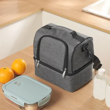 Szigetelt uzsonnás táskák Kétrétegű, nagy kapacitású piknik Bento doboz Ételtasak Élelmiszer hőhűtő Kültéri kemping szállító táskák