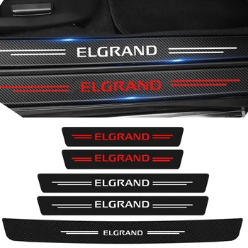 Szénszálas autóajtó küszöb lökhárító szőnyegcsíkok Nissan Elgrand emblémához Hátsó csomagtartó párkányvédő lemez karcmentes matrica