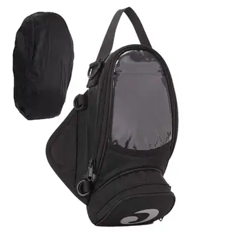  Tank táska Mágneses motorkerékpár tanktáska vízálló mágneses rögzítéssel Kétirányú cipzáras olajtartály táska fekete Nagyobb ablak