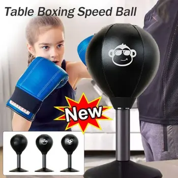 Tapadókoronggal asztali bokszlabda felfújható PU bőr boksz gyorsasági labda lyukasztó sebesség reflex edzés stresszoldó labda