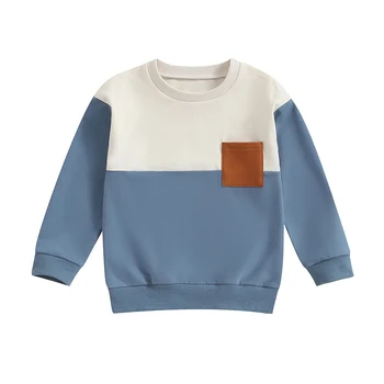Toddler Kids Baby Boy pulóver hosszú ujjú színes blokk Laza pulóver pulóver felsők ingek őszi téli ruhák