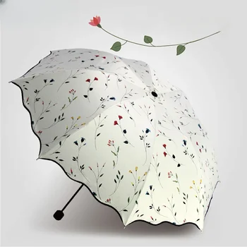 Ultrakönnyű Uv női esernyő Napernyő minőségi eső Mini vízálló esernyő összecsukható aranyos virág utazás Guarda Chuva szervezők