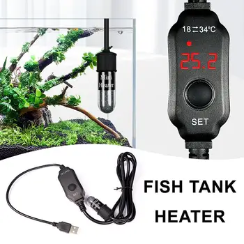 USB Mini akvárium fűtőrúd kis halakhoz 18-34 ° C hőmérsékletű akvárium fűtés merülő állítható fűtés 10w P8s9