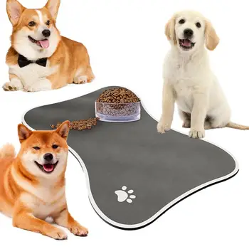 Vízfelszívó szőnyeg háziállatoknak vízálló macska alom fröccsenésálló szőnyeg kutya szőnyeg csont alakú étel és víz kisállat számára