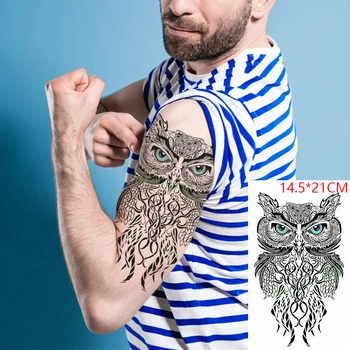 Vízálló ideiglenes tetováló matrica Totem bagoly madár állat Tatto matricák Flash Tatoo hamis tetoválások Body Art férfiaknak Nők