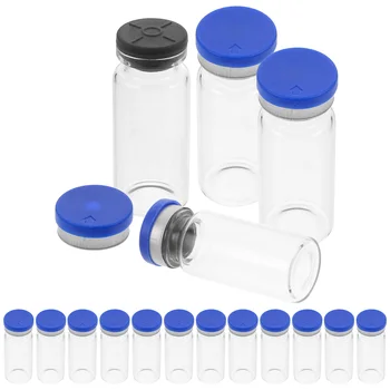 Water Mini üveg injekciós üvegek 20 darabos csomag 10 ml-es átlátszó fejtérsapkák Dugók Lapos fenekű minta Laboratóriumi vegyi injekciós üveg átlátszó