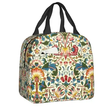 William Morris szigetelt uzsonnás táska nőknek Szivárgásmentes virágos textil mintás hűtő termikus ebéddoboz Office Work School