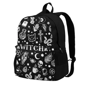 WITCH MINTA Halloween hátizsákok Gonosz horror Általános Iskola Teenage Print hátizsák Elegáns poliészter táskák