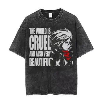 World Cruel Attack On Titan Thirts Hip Hop mosott pamut Oversize póló Ackerman Eren Mikasa Férfi női felsők Streetwear pólók