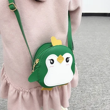 Állat pingvin alakú válltáska Gyerek lányok crossbody táska Aranyos kuplung bőr Kis kézitáska táskák Kis hírvivő táska