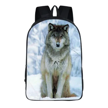 Állati farkas minta Diák iskolatáska Poliészter hátizsák Kreatív tehercsökkentés Általános iskolai táskák Mochil laptop táskák