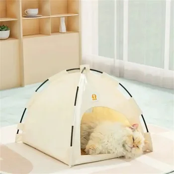 Összecsukható kisállat macska macska sátor kupola stílus Kiváló minőségű kutyaágy kültéri levehető macskaház megfordítható szőnyeggel