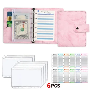 Új A7 Pu bőr költségvetési iratrendező notebook tervező készpénzes borítékok készlettel iratgyűjtő zsebekkel pénzért Költségvetés-megtakarítási számlaszervező