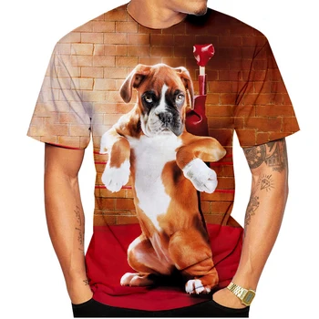 Új divat 3D Aranyos állat Homme Boxer Dog Street vicces kisállat kutya póló Animal Puppy póló XXS-6XL méret