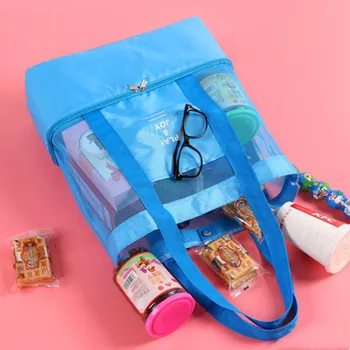 Új hőszigetelő táska Kézi uzsonnás táska Hasznos válltáska hűtő Pikniktáska hálós strandtáska Ételital tárolás