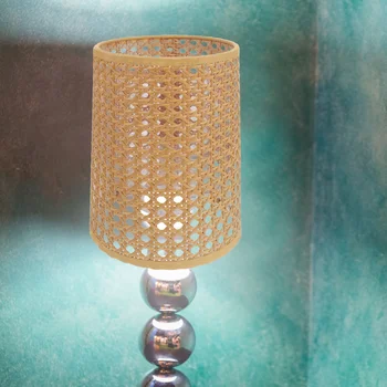 Új kínai stílusú lámpaernyő izzó Rattan csillár lámpabúra fém medál