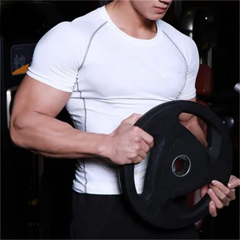ÚJ nyár kiváló minőségű Quick dry póló Férfi Fitness Férfi felső rövid ujjú póló Férfi Gym Fitness Testépítő Sport póló