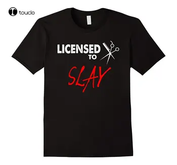 Új nyári divat férfi póló fodrász ing Slay Licence - fodrász póló ajándék alkalmi póló divat vicces új
