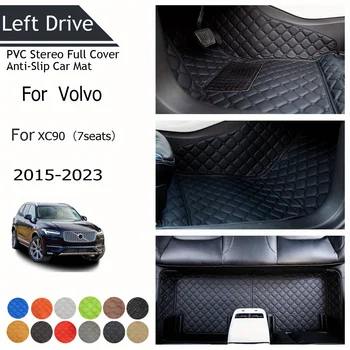 【LHD】 Volvo számára XC90-hez (7ülések) 2015-2023 háromrétegű PVC sztereó teljes fedelű csúszásgátló autószőnyeg autó padlószőnyegek autós kiegészítők